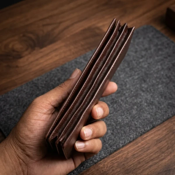 Cae Leather Double Chamber M2Z Chocolate Mobile Zipper Wallet