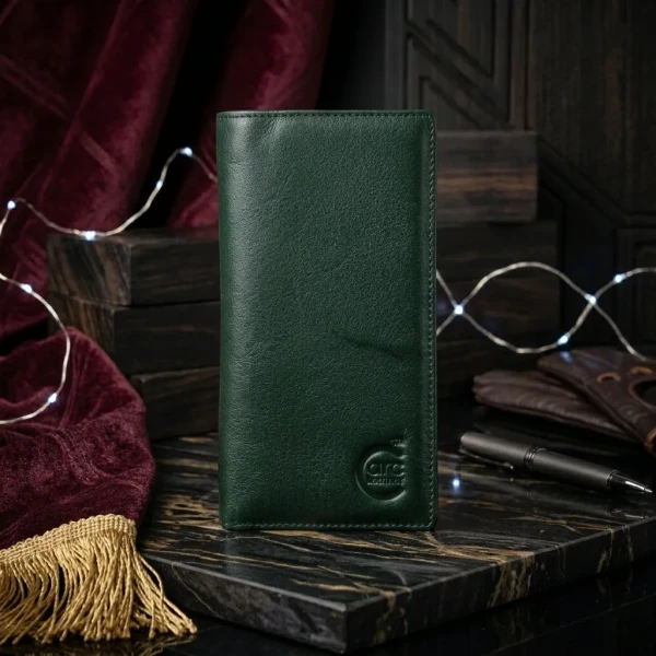 Cae Leather Double Chamber M2Z Green Mobile Zipper Wallet
