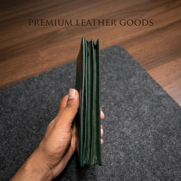 Cae Leather Double Chamber M2Z Green Mobile Zipper Wallet