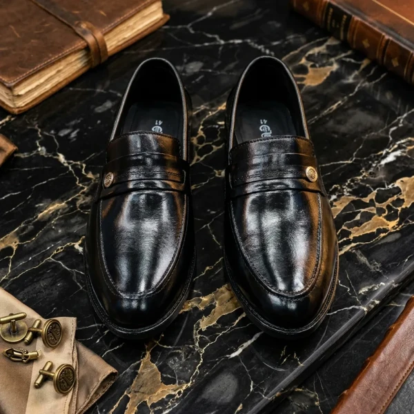 Loafers Care Leather business Men dress shoes Gentleman's party shoes Black