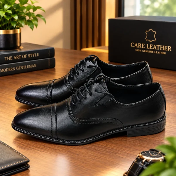 Shoe's Care Leather business Men dress shoes Gentleman's party shoes Black